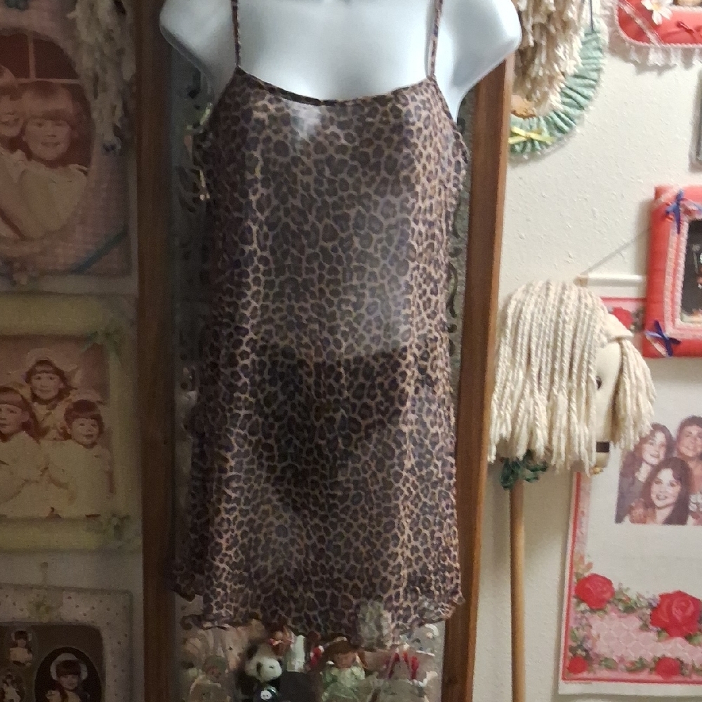 Vintage 90's,Super Sexy,Sheer,Leopard Print,Nighty/Slip 🐆🐆🐆🤎🤎🖤🖤